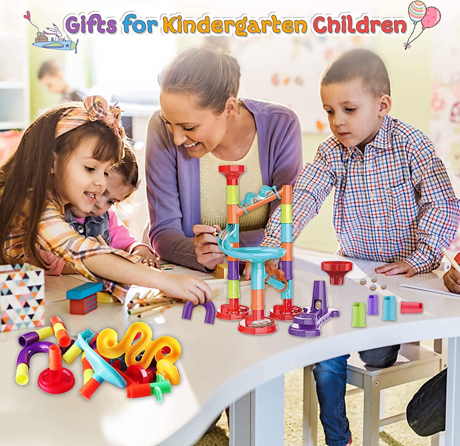 PATPAT Marble Run Toy, 50Pcs Building Toys Educational Learning Toy, Marble Race Coaster Construction Railway Building Blocks Toy for Boys Girls (4+ Years Age) PATPAT Marble Run Toy, 50Pcs Building Toys Educational Learning Toy, Marble Race Coaster Construction Railway Building Blocks Toy for Boys Girls (4+ Years Age)